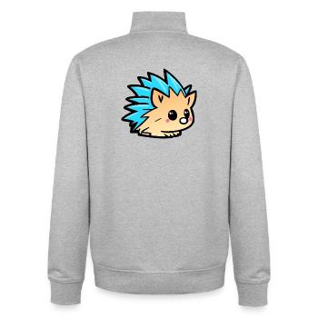 Cute Kawaii Hedgehog Doodle Cartoon - Unisex Organic Zip Sweatshirt by Stanley/Stella - heather grey - Back - AI Model Male 185 light (185cm)