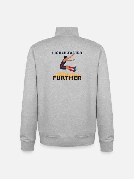 Higher, faster, further – long jump - Unisex Organic Zip Sweatshirt by Stanley/Stella - heather grey
