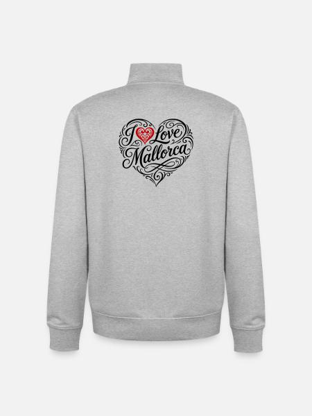 I love Mallorca heart - Unisex Organic Zip Sweatshirt by Stanley/Stella - heather grey