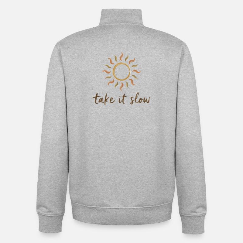 Take It Slow Sonnenlogo - Unisex Organic Zip Sweatshirt von Stanley/Stella - Grau meliert