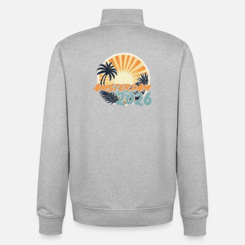 Amsterdam 2026 - Unisex Organic Zip Sweatshirt von Stanley/Stella - Grau meliert