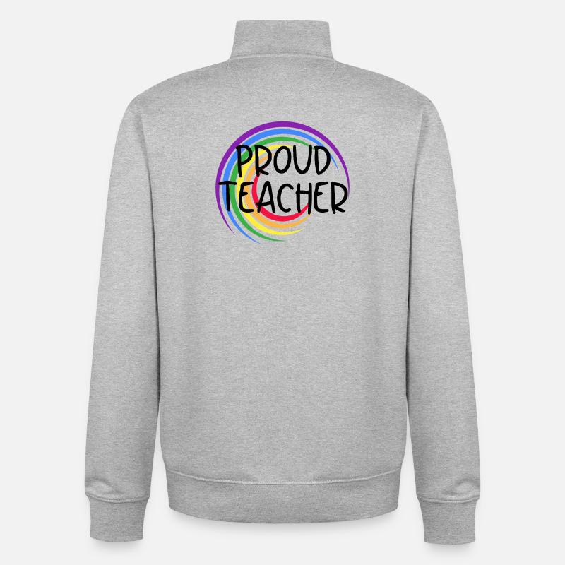 Stolzer Lehrer LGBTQ Pride Regenbogendesign - Unisex Organic Zip Sweatshirt von Stanley/Stella - Grau meliert