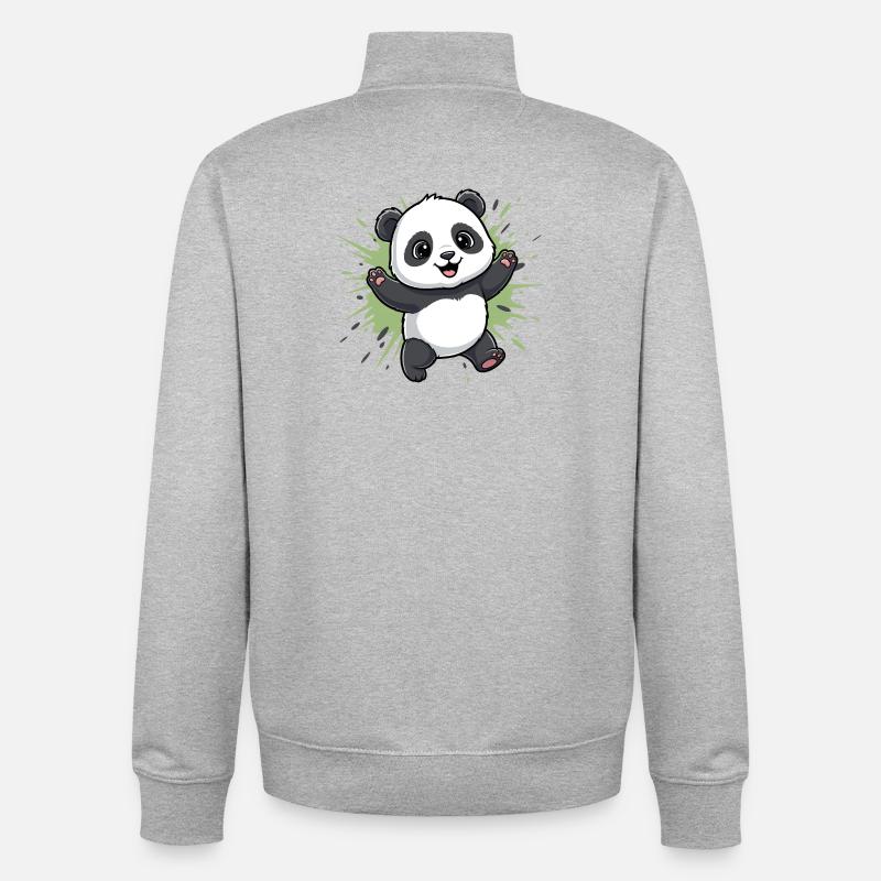 Cuddly Panda Spritz Background - Unisex Organic Zip Sweatshirt by Stanley/Stella - heather grey