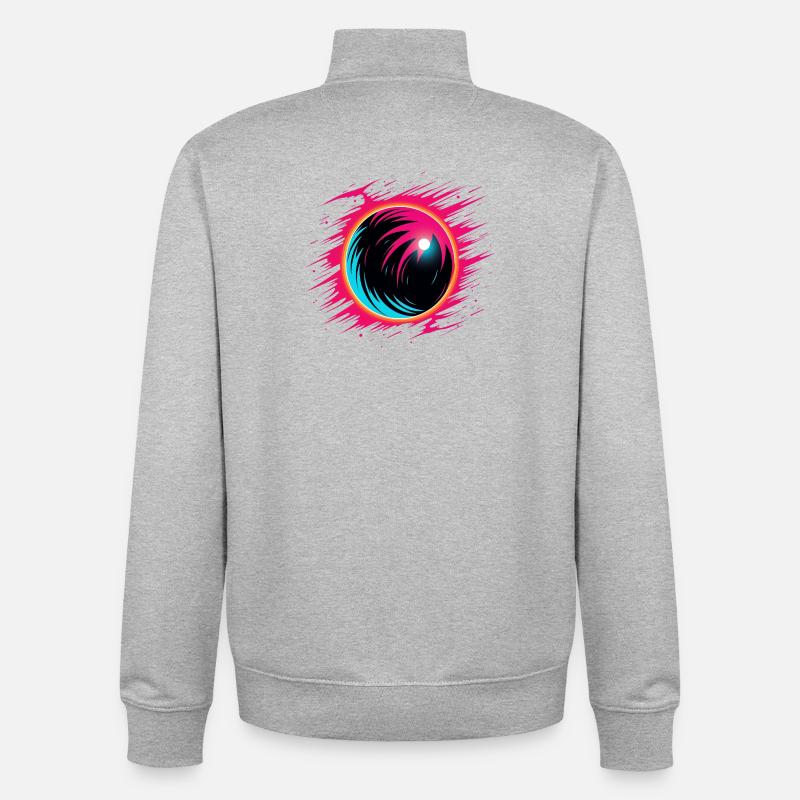 Boule de bowling rétro Steamwave - Sweat zippé unisexe en coton bio Stanley/Stella - gris chiné