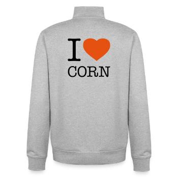 I LOVE CORN Mais - Unisex Organic Zip Sweatshirt von Stanley/Stella - Grau meliert - Hinten - AI Model Male 185 light (185cm)