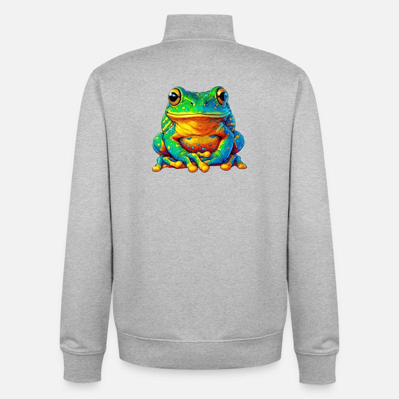 Frosch - Unisex Organic Zip Sweatshirt von Stanley/Stella - Grau meliert