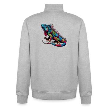 Iguane - Sweat zippé unisexe en coton bio Stanley/Stella - gris chiné - Dos - AI Model Male 185 light (185cm)