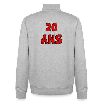 20. 20th ANNIVERSARY. 20 YEARS ANNIVERSARY. 20 YEARS. - Unisex Organic Zip Sweatshirt by Stanley/Stella - heather grey - Back - AI Model Male 185 light (185cm)
