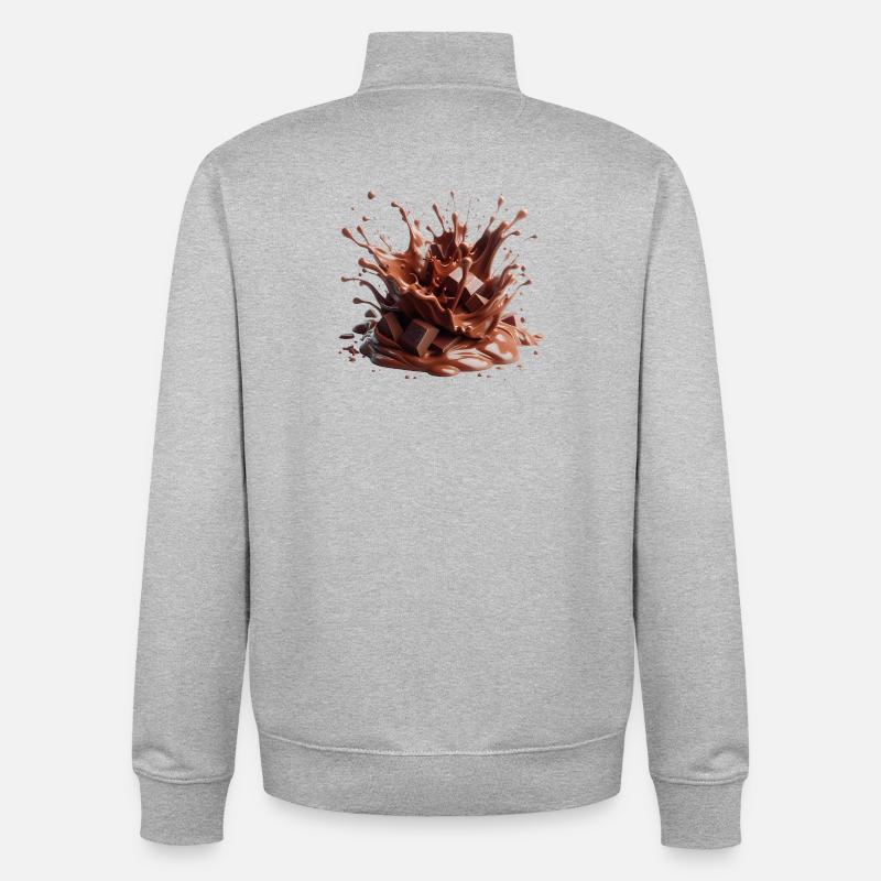 Éruption chocolatée - Sweat zippé unisexe en coton bio Stanley/Stella - gris chiné