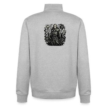 Mystischer Zauberer mit Symbolen - Unisex Organic Zip Sweatshirt von Stanley/Stella - Grau meliert - Hinten - AI Model Male 185 light (185cm)