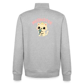 Meowster Crowned Micro Mascot - Unisex Organic Zip Sweatshirt by Stanley/Stella - heather grey - Back - AI Model Male 185 light (185cm)