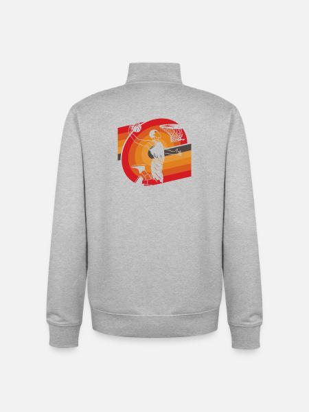 Classic Oldschool Basketball Design Retro - Unisex Organic Zip Sweatshirt by Stanley/Stella - heather grey