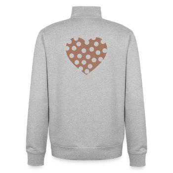 Cœur mocha troué  - Sweat zippé unisexe en coton bio Stanley/Stella - gris chiné - Dos - AI Model Male 185 light (185cm)