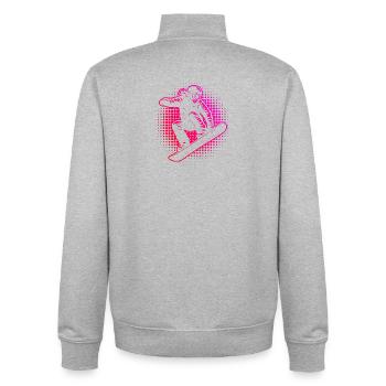 Neon Snowboarder Halftone Stil - Unisex Organic Zip Sweatshirt von Stanley/Stella - Grau meliert - Hinten - AI Model Male 185 light (185cm)