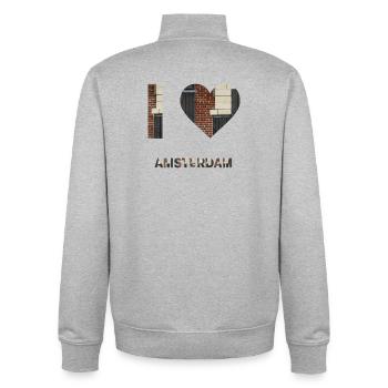 Amsterdam Brick Heart Emblem Tee - Unisex Organic Zip Sweatshirt by Stanley/Stella - heather grey - Back - AI Model Male 185 light (185cm)