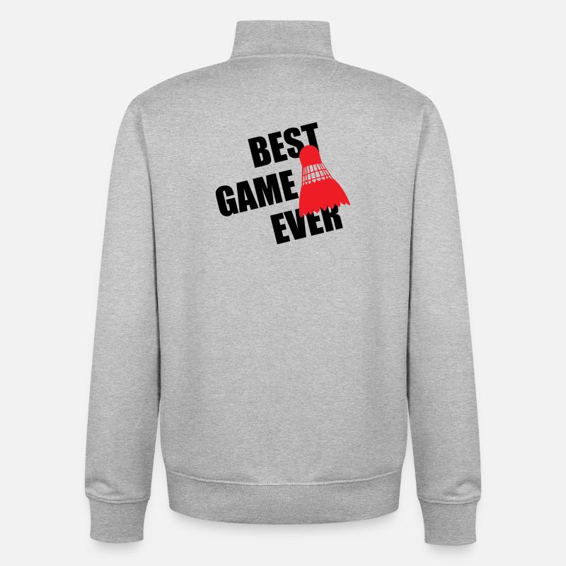 Badminton Best Game Ever - Unisex Organic Zip Sweatshirt by Stanley/Stella - heather grey