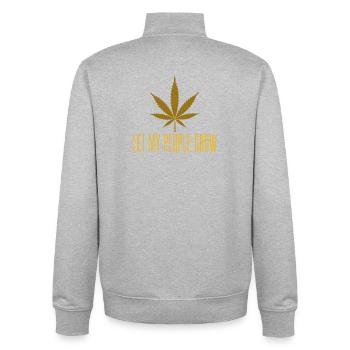 Feuille de cannabis dorée laisse mon peuple pousser - Sweat zippé unisexe en coton bio Stanley/Stella - gris chiné - Dos - AI Model Male 185 light (185cm)