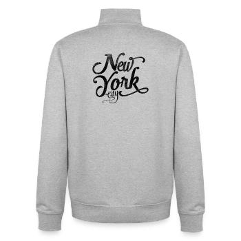 New York City – Schwarze Vintage-Schrift - Unisex Organic Zip Sweatshirt von Stanley/Stella - Grau meliert - Hinten - AI Model Male 185 light (185cm)