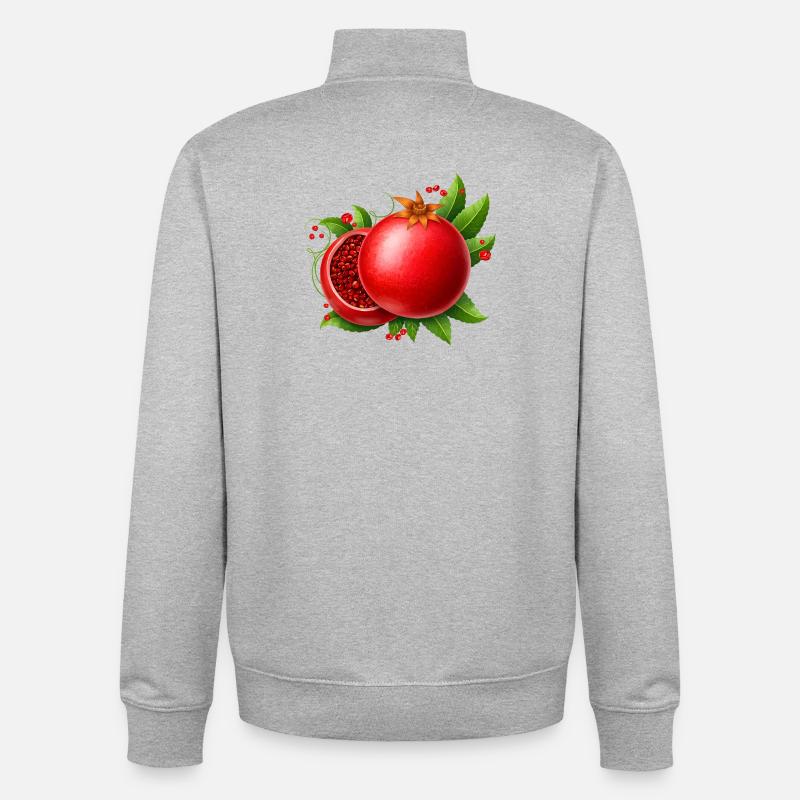 Granatapfel mit Blättern  - Unisex Organic Zip Sweatshirt von Stanley/Stella - Grau meliert