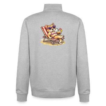 Katze mit Sonnenbrille - Unisex Organic Zip Sweatshirt von Stanley/Stella - Grau meliert - Hinten - AI Model Male 185 light (185cm)