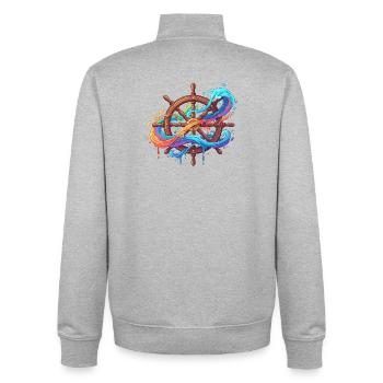 Farbwellen am Steuerrad - Unisex Organic Zip Sweatshirt von Stanley/Stella - Grau meliert - Hinten - AI Model Male 185 light (185cm)