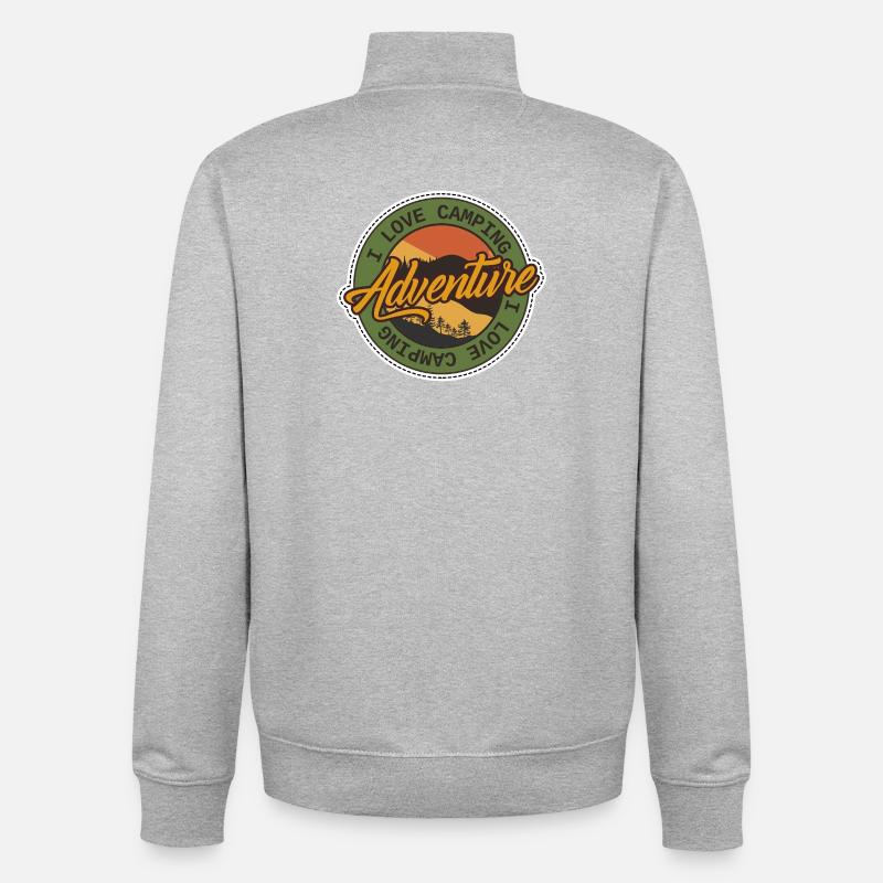 Badge de camping d’aventure - Sweat zippé unisexe en coton bio Stanley/Stella - gris chiné