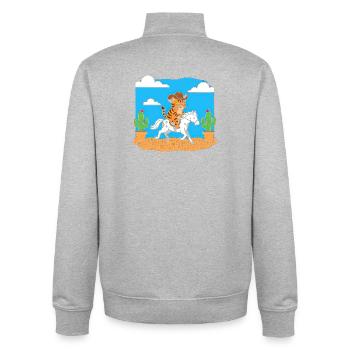 Katzen Cowboy im Wüstenritt - Unisex Organic Zip Sweatshirt von Stanley/Stella - Grau meliert - Hinten - AI Model Male 185 light (185cm)