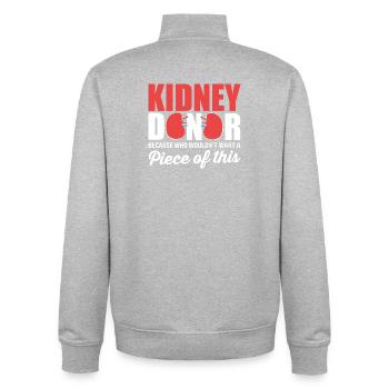 Don d’organes par don de rein - Sweat zippé unisexe en coton bio Stanley/Stella - gris chiné - Dos - AI Model Male 185 light (185cm)