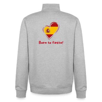 Spanien Herz Flagge Born to Fiesta - Unisex Organic Zip Sweatshirt von Stanley/Stella - Grau meliert - Hinten - AI Model Male 185 light (185cm)