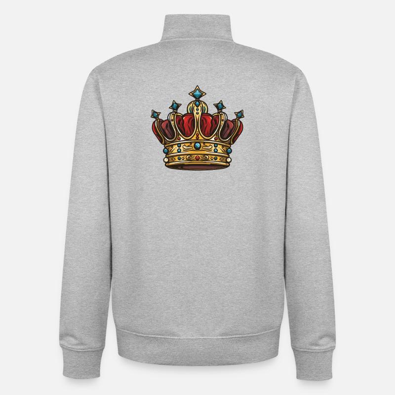 Crown Symbol - Unisex Organic Zip Sweatshirt by Stanley/Stella - heather grey