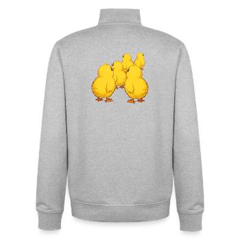 poussin - Sweat zippé unisexe en coton bio Stanley/Stella - gris chiné - Dos - AI Model Male 185 light (185cm)