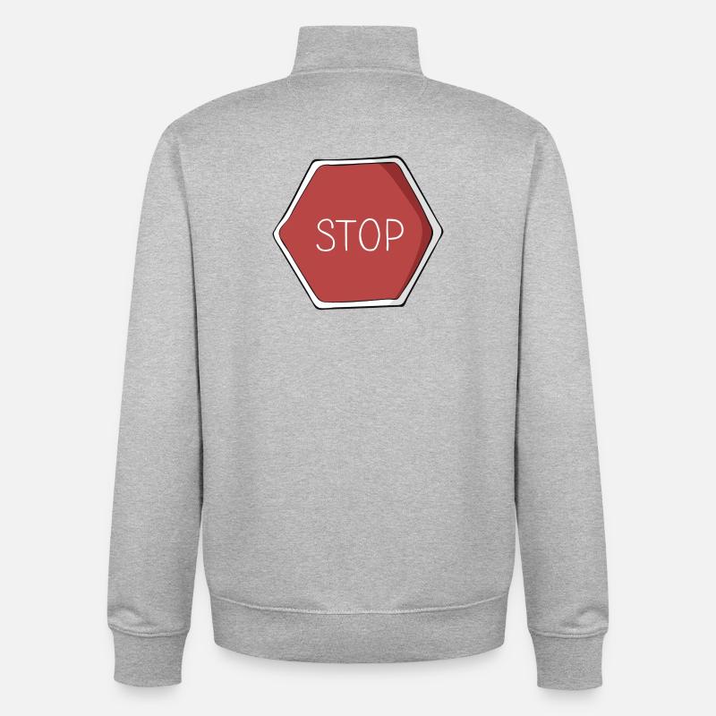stop - Unisex Organic Zip Sweatshirt by Stanley/Stella - heather grey