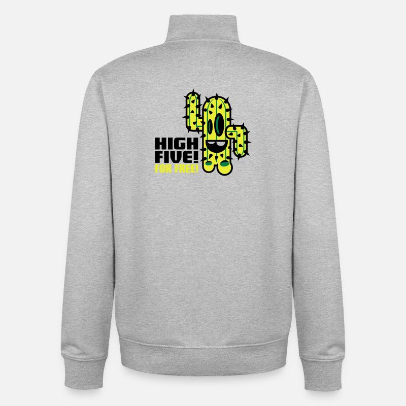 cactus comic - Unisex Organic Zip Sweatshirt by Stanley/Stella - heather grey