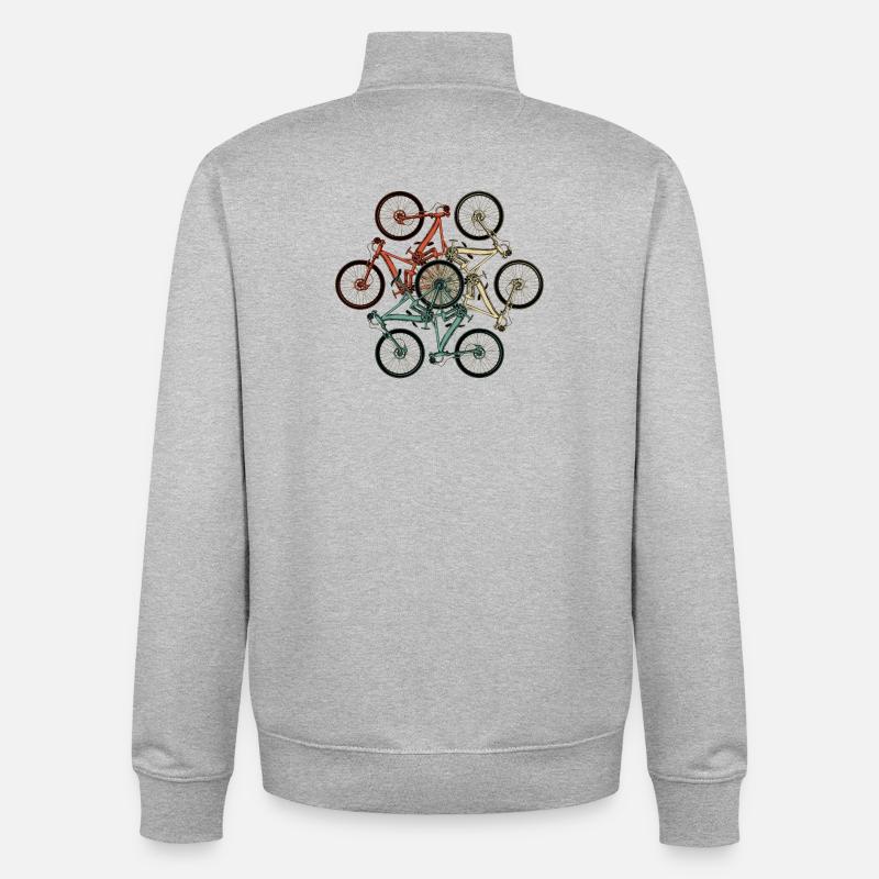 Bike Stack Collage - Sweat zippé unisexe en coton bio Stanley/Stella - gris chiné