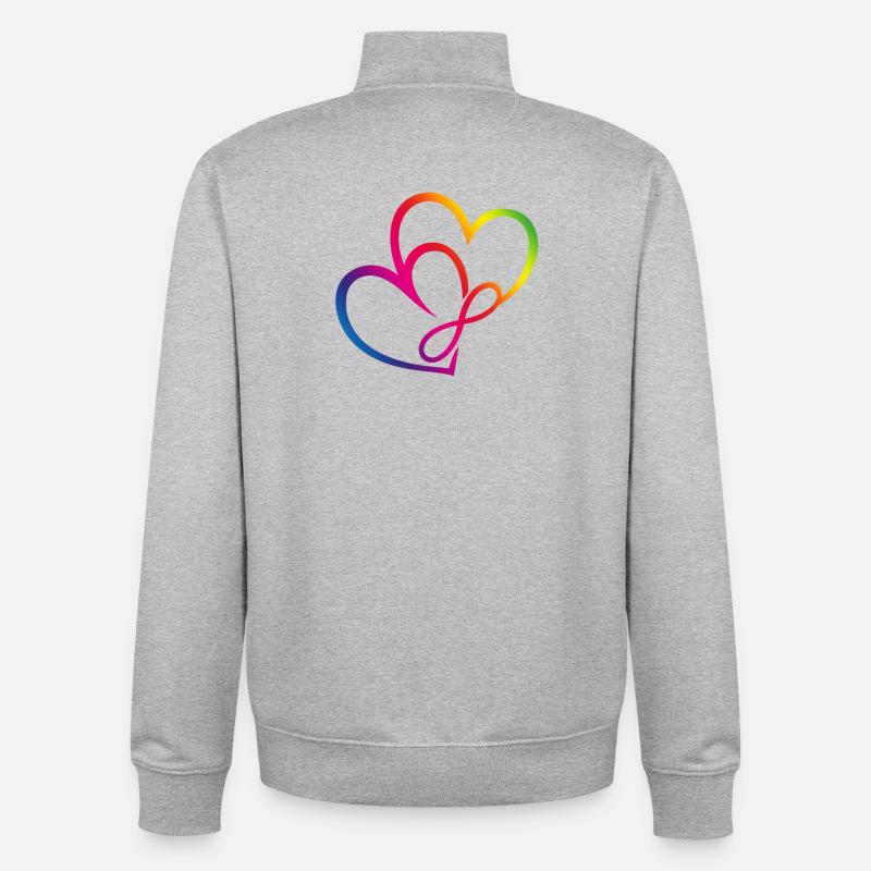 Zwei Herzen Regenbogen Infinity Love CSD LGBT - Unisex Organic Zip Sweatshirt von Stanley/Stella - Grau meliert