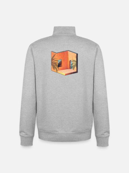 Soleil mer architecture été isométrique palmier - Sweat zippé unisexe en coton bio Stanley/Stella - gris chiné