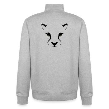 Big cat gaze – elegance with bite - Unisex Organic Zip Sweatshirt by Stanley/Stella - heather grey - Back - AI Model Male 185 light (185cm)