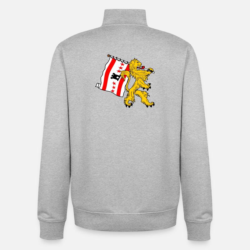 Lion avec drapeau Drenthe drenthe drapeau - Sweat zippé unisexe en coton bio Stanley/Stella - gris chiné