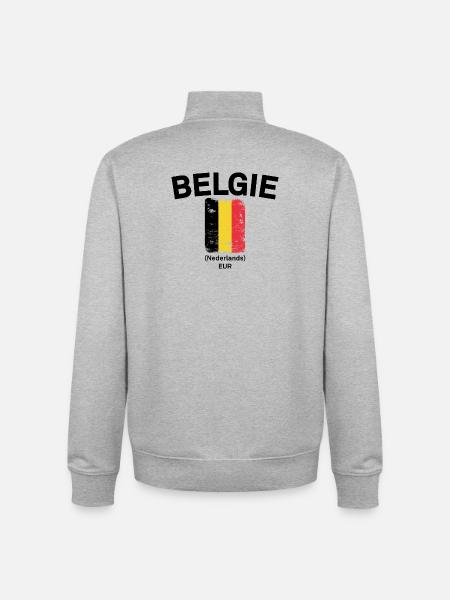 Belgian Brush Flag Distressed - Unisex Organic Zip Sweatshirt by Stanley/Stella - heather grey