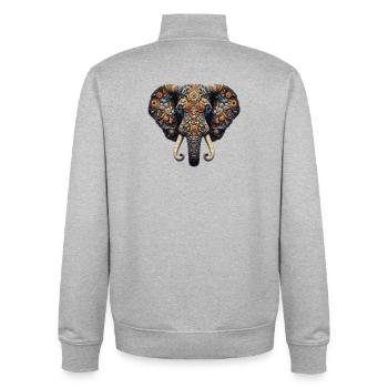 Im Mosaik-Stil verzierter Elefant - Unisex Organic Zip Sweatshirt von Stanley/Stella - Grau meliert - Hinten - AI Model Male 185 light (185cm)