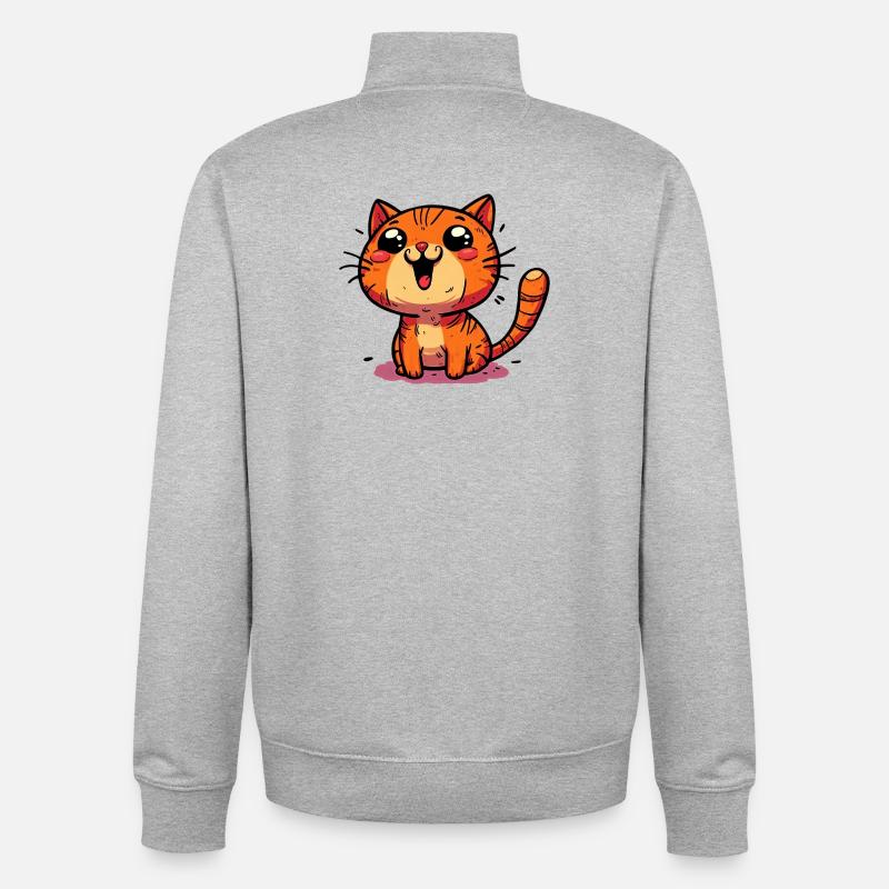 Chat - Sweat zippé unisexe en coton bio Stanley/Stella - gris chiné