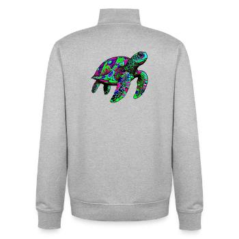 Tortue marine - Sweat zippé unisexe en coton bio Stanley/Stella - gris chiné - Dos - AI Model Male 185 light (185cm)