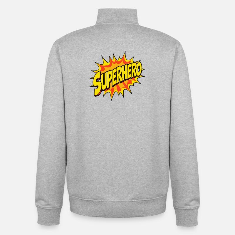 Superhelden-Design im Comic-Stil - Unisex Organic Zip Sweatshirt von Stanley/Stella - Grau meliert