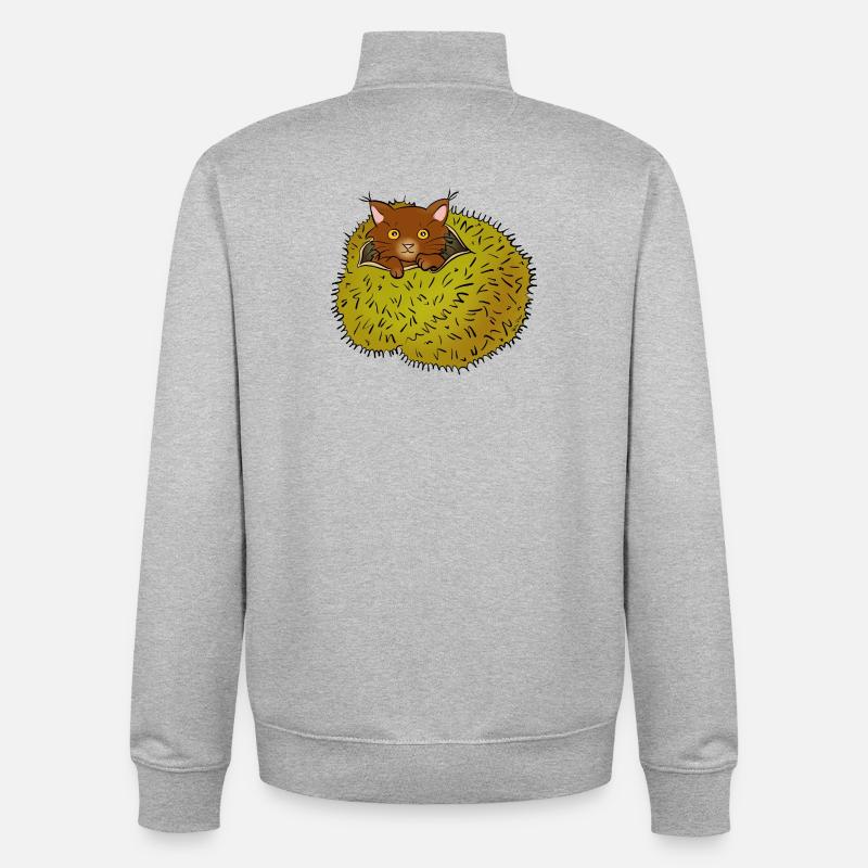 Chat-taigne - Sweat zippé unisexe en coton bio Stanley/Stella - gris chiné