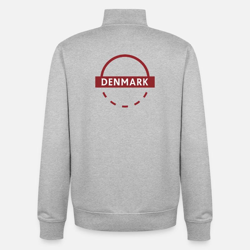 Emblème rond du Danemark - Sweat zippé unisexe en coton bio Stanley/Stella - gris chiné