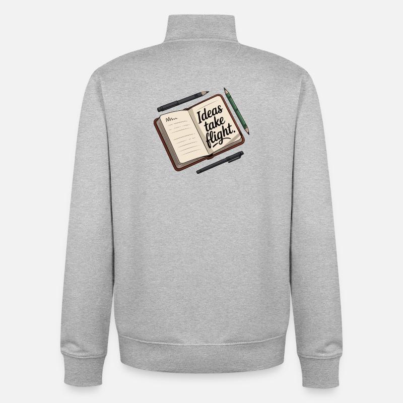 Ideas Take Flight Notebook Art - Unisex Organic Zip Sweatshirt by Stanley/Stella - heather grey