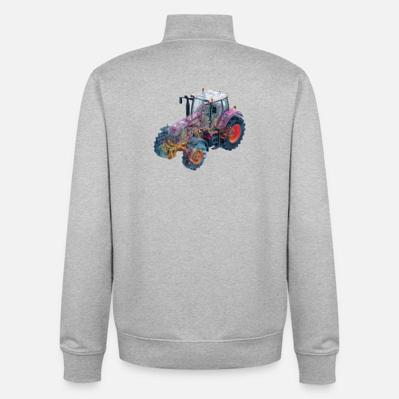 CAD-Röntgen-Traktor Farbenspiel Illustration - Unisex Organic Zip Sweatshirt von Stanley/Stella - Grau meliert