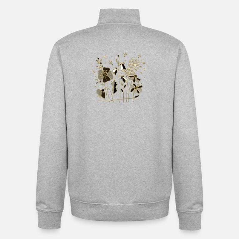 Fleur - Sweat zippé unisexe en coton bio Stanley/Stella - gris chiné