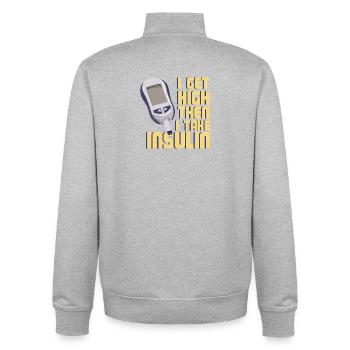 Diabetes Humor I Get High Then I Take Insulin Art - Unisex Organic Zip Sweatshirt von Stanley/Stella - Grau meliert - Hinten - AI Model Male 185 light (185cm)
