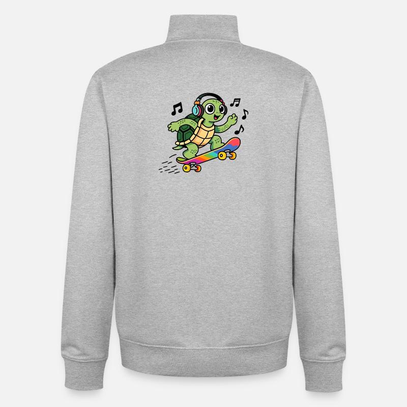 Turtle fun on Rainbow Skate - Unisex Organic Zip Sweatshirt by Stanley/Stella - heather grey